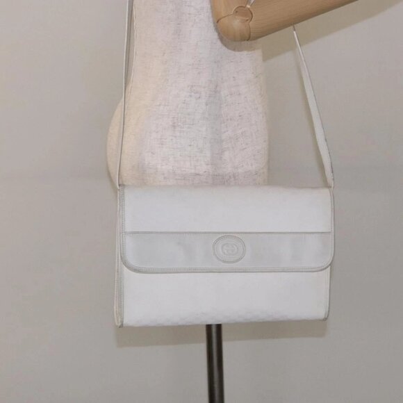 GUCCI Micro GG Supreme Shoulder Bag PVC White Gold - Picture 1 of 15